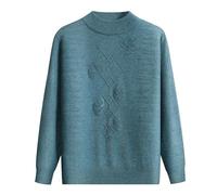 YONGHONGKEJI Maglione per Anziani Maglioni per Vecchie Signore Maglieria da Donna Strass retrò Floreale Jacquard Pullover di Mezza età E Anziani Girocollo Maniche Lunghe Vestiti per Nonne Azzurro