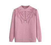 YONGHONGKEJI Maglione per Vecchie Signore Maglioni Lavorati A Maglia per Anziani E di Mezza età Girocollo Pullover Peloso Casual Top A Maniche Lunghe in Velluto Strato di Base Morbido Pile Maglieri