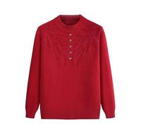 YONGHONGKEJI Maglione per Vecchie Signore Maglioni Lavorati A Maglia per Anziani E di Mezza età Girocollo Pullover Peloso Casual Top A Maniche Lunghe in Velluto Strato di Base Morbido Pile Maglieri