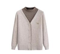 YONGHONGKEJI Maglioni da Donna di Mezza età E Anziani Maglioni da Donna in Due Pezzi Finti per Vecchie Signore Maglione Invernale con Bottoni in Perla Squisiti Felpa Calda E Spessa per Nonne Regali