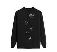 YONGHONGKEJI Maglioni per Donne di Mezza età E Anziane Maglioni per Vecchie Signore Maglieria Pullover retrò Elegante con Ricami Floreali Maglione Morbidi Vestiti per Nonne Nero M