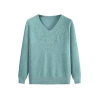 YONGHONGKEJI Maglioni per Vecchie Signore Maglieria Leggera Maglioni per Donne di Mezza età E Anziane Magliette A Maniche Lunghe con Scollo A V in Jacquard Felpa Morbida E Comoda Vestiti per Nonne