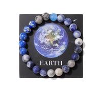 YONGHONGKEJI Planet Bracelet Solar System Universe Galaxy Natural Stone Beaded Bracelets For Women Stretch Cuff Bangle Eight Planets Guardian Star Wristbands For Men Astronomy Gifts Earth + Card