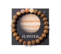 YONGHONGKEJI Planet Bracelet Solar System Universe Galaxy Natural Stone Beaded Bracelets For Women Stretch Cuff Bangle Eight Planets Guardian Star Wristbands For Men Astronomy Gifts Jupiter + Card