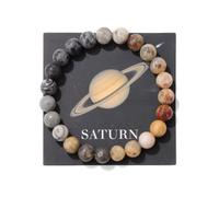 YONGHONGKEJI Planet Bracelet Solar System Universe Galaxy Natural Stone Beaded Bracelets For Women Stretch Cuff Bangle Eight Planets Guardian Star Wristbands For Men Astronomy Gifts Saturn + Card