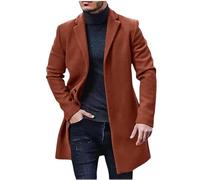 YONGHONGKEJI Trench Classico Da Uomo In Lana Monopetto Medio Lungo Misto Lana Soprabito Giacche Trench Da Lavoro In Lana per Uomo Cappotto con Revers Antivento Color Caramello Taglia L