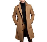 YONGHONGKEJI Trench Da Uomo Slim Fit Monopetto Lungo Soprabito Classico Colletto con Revers Soprabito Invernale Da Uomo In Lana Antivento Spesso E Caldo con Tasche Colore: N6 Cachi L