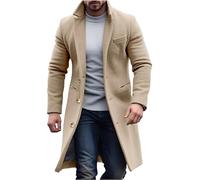 YONGHONGKEJI Trench Da Uomo Slim Fit Monopetto Lungo Soprabito Classico Colletto con Revers Soprabito Da Uomo Giacca Invernale In Lana Antivento Spesso E Caldo con Tasche Taglia N8 Cachi L