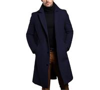 YONGHONGKEJI Trench Da Uomo Slim Fit Monopetto Lungo Soprabito Classico con Revers Soprabito Giacca Invernale Da Uomo In Lana Cappotti Antivento Spesso Caldo Capospalla con Tasche N6 Blu Navy L