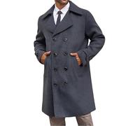 YONGHONGKEJI Trench Invernale Da Uomo In Lana Lungo Doppiopetto Vestibilità Regolare Soprabito Da Lavoro Giacca Invernale Antivento Spesso E Caldo con Tasche Grigio Scuro Taglia L