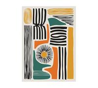 YONGKUIQMK Forme astratte e linee su tela, poster e stampe di linee geometriche retrò, immagine artistica da parete for l'arredamento della casa(Q0023-6,30X42cm Unframed)