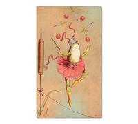 YONGKUIQMK Poster vintage con rana, stampa su tela, dipinto, arte vittoriana, animale divertente, rana da circo, immagine for bambini(50x85cm No Frame)