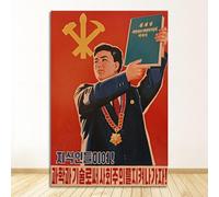YONGKUIQMK Poster vintage di propaganda della Corea del Nord, il grande leader, dipinti classici su tela, poster da parete, adesivi, decorazioni for la casa(B,40x60cm NO FRAME)