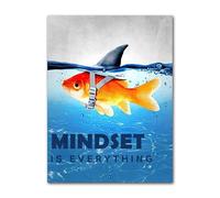YONGKUIQMK Quadro su tela stampato La mentalità è tutto, immagini di squali, poster nordico motivazionale for soggiorno, arte murale, arredamento for la casa(B,40x50cm NO FRAME)