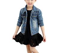 Yonglan Bambina/Ragazzi Giacca di Jeans Primavera Autunno Casuale Giubbotto Denim Cappotto Tops Blu 150