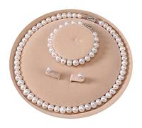 YONGMAN Il set di collana con perle d'acqua dolce coltivate include uno splendido set di gioielli con bracciale e orecchini a perno per donne, collana: 50,8 cm, braccialetto: 20,3 cm, argento