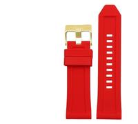YONGNAGUI NASUNJIA Bandiera del braccialetto in gomma siliconica 24mm 26mm 28mm Compatibile con Diesel DZ4496 DZ4427 DZ4487 DZ4323 DZ4318 DZ4305 Cinturino da uomo con cinturino(Red gold buckle,26mm)