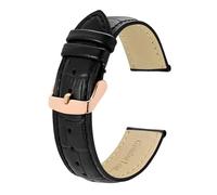 YONGNAGUI NASUNJIA Cinturini For Orologi In Pelle Goffrata Alligatore 18mm 20mm 22mm 24mm Sostituzione Cinturini For Orologi Vintage(Black-Rosegold,22mm)