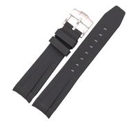 YONGNAGUI NASUNJIA Cinturino for orologio da 20 mm con estremità curva, nero, verde e blu, in morbido silicone for immersioni, compatibile con il cinturino da polso Rolex Submariner da 40 mm(Black)