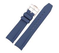 YONGNAGUI NASUNJIA Cinturino for orologio da 20 mm con estremità curva, nero, verde e blu, in morbido silicone for immersioni, compatibile con il cinturino da polso Rolex Submariner da 40 mm(Blue)