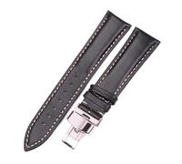 YONGNAGUI NASUNJIA Cinturino For Orologio Vintage Liscio Nero Marrone Scuro Da 18, 19, 20, 21, 22 E 24 Mm, Cinturino Da Donna Con Chiusura Deployante In Argento Lucido.(Black,21mm)
