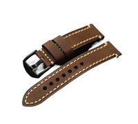 YONGNAGUI NASUNJIA Cinturino In Pelle Di Vacchetta Marrone Nero Spazzolato Vintage 18mm 20mm 21mm 22mm 23mm 24mm 26mm Bracciale In Morbida Pelle Di Cavallo Pazzo(Brown black buckle,24mm)