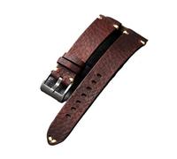 YONGNAGUI NASUNJIA Cinturino In Vera Pelle 18 20 22MM Bracciale Vintage Da Uomo Morbido, Braccialetto In Pelle Di Vacchetta Primo Strato(Maroon,22mm)