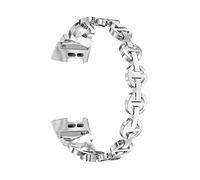 YONGNAGUI NASUNJIA Compatibile con Fitbit Charge 5 Smart Watch Band Cinturino in acciaio inossidabile Bracciale a catena con anello in metallo for Charge 2 3 4(Silver,For charge 3 or 4)