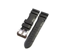 YONGNAGUI NASUNJIA Guarda la band compatibile con Panerai PAM sommergibile 441 359 Braccialetto for orologio da orologio da orologio da 24mm in gomma in silicone(Black-Silver Buckle1,26mm)