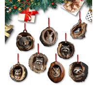 YongSral 8 Pezzi Ornamenti Natalizi con Animali, 2D Decorazioni Albero Di Natale Ciondoli, Ornamenti Della Fauna Selvatica, Animal Christmas Ornaments, Adatto per Slberi di Natale, Pareti, Finestre