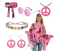 YongSral Costume Hippie Donna, Vestiti Carnevale Donna, Vestito Carnevale Donna Anni 70, Vestiti Hippie Donna, Vestito Hippy Donna, Costume Hippy Donna, Adatto Carnevale, Cosplay Party, Halloween