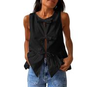 YongXinMY Canottiera da donna con fiocco sul davanti, Y2K, senza maniche, peplo con orlo increspato, vestibilità ampia, babydoll, camicie per uscire estivamente, camicetta top casual elegante tunica