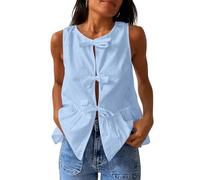 YongXinMY Canottiera da donna con fiocco sul davanti, Y2K, senza maniche, peplo con orlo increspato, vestibilità ampia, babydoll, camicie per uscire estivamente, camicetta top casual elegante tunica