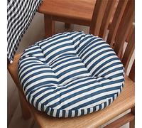 YongXinMY Cuscini rotondi con stampa a strisce, morbido cotone e lino, per sedie da pranzo, comodi, rotondi, decorativi, per interni ed esterni, divano, casa, ufficio e giardino (blu, 45 cm)