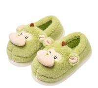 YongXinMY Pantofole invernali da donna, calde, pelose, a forma di scimmia, in peluche, antiscivolo, suola spessa, leggere, in EVA, per interni ed esterni, Verde, 0 UK