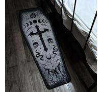 YongXinMY Tappetino da bagno a forma di bara, tappeto gotico di Halloween, tappeto nero, antiscivolo, lavabile, in velluto per camera da letto, bagno, soggiorno, cucina, ingresso, comodino