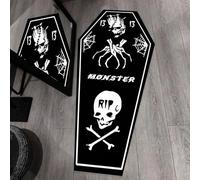 YongXinMY Tappetino da bagno a forma di bara, tappeto gotico di Halloween, tappeto nero, antiscivolo, lavabile, in velluto, per camera da letto, bagno, soggiorno, cucina, ingresso, comodino