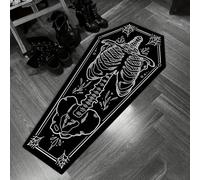 YongXinMY Tappetino da bagno a forma di bara, tappeto gotico di Halloween, tappeto nero, antiscivolo, lavabile, in velluto, per camera da letto, bagno, soggiorno, cucina, ingresso, comodino