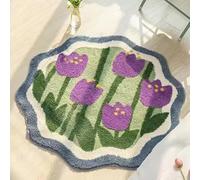 YongXinMY Tappetino da bagno rotondo con motivo floreale, in morbida microfibra, antiscivolo, lavabile, in peluche, per bagno, camera da letto, soggiorno, tappeto spesso con accenti spessi (#10, 40 cm