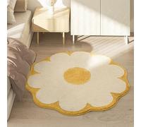 YongXinMY Tappetino da bagno rotondo con motivo floreale, in morbida microfibra, antiscivolo, lavabile, in peluche, per bagno, camera da letto e soggiorno, tappeto spesso con accenti spessi (#03, 80