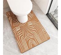 YongXinMY Tappeto da bagno a forma di U con motivo semplice linee, in diatomite, elegante, antiscivolo, assorbente, ad asciugatura rapida, lavabile, morbido, sottile, per bagno, WC, doccia, pavimento