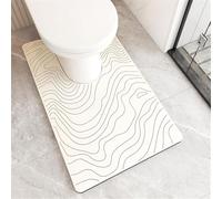 YongXinMY Tappeto da bagno a forma di U con motivo semplice linee, in diatomite, elegante, antiscivolo, assorbente, ad asciugatura rapida, lavabile, morbido, sottile, per bagno, WC, doccia, pavimento