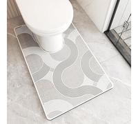 YongXinMY Tappeto da bagno a forma di U con motivo semplice linee, in diatomite, elegante, antiscivolo, assorbente, ad asciugatura rapida, lavabile, morbido, sottile, per bagno, WC, doccia, pavimento