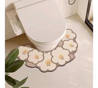 YongXinMY Tappeto da bagno a forma di U con stampa floreale, in diatomite, in stile nordico, antiscivolo, assorbente, ad asciugatura rapida, lavabile, morbido e sottile, per bagno, WC, doccia