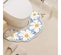 YongXinMY Tappeto da bagno a forma di U con stampa floreale, in diatomite, in stile nordico, antiscivolo, assorbente, ad asciugatura rapida, lavabile, morbido e sottile, per bagno, WC, doccia