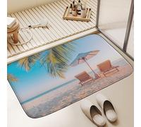 YongXinMY Tappeto da bagno a tema spiaggia, morbido e assorbente, antiscivolo, con stampa a grana del legno, lavabile, decorativo, per doccia, vasca da bagno e WC (#4,45 x 75 cm)