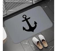 YongXinMY Tappeto da bagno con ancora nautica, in flanella a righe, colore blu navy e bianco, morbido, assorbente, ad asciugatura rapida, antiscivolo, per camera da letto, soggiorno, cucina, divano