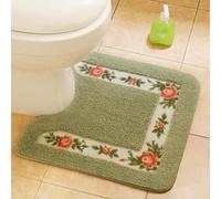 YongXinMY Tappeto da bagno con motivo floreale di rosa, assorbente a forma di U, tappetino da bagno antiscivolo, morbido peluche lavabile in lavatrice, tappetino per WC, pavimento, porta di ingresso
