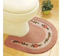 YongXinMY Tappeto da bagno con motivo floreale di rosa, assorbente a forma di U, tappetino da bagno antiscivolo, morbido peluche lavabile in lavatrice, antiscivolo, per pavimento del bagno, ingresso