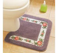 YongXinMY Tappeto da bagno con motivo floreale di rosa, assorbente a forma di U, tappetino da bagno antiscivolo, morbido peluche lavabile in lavatrice, tappetino per WC, pavimento, porta di ingresso